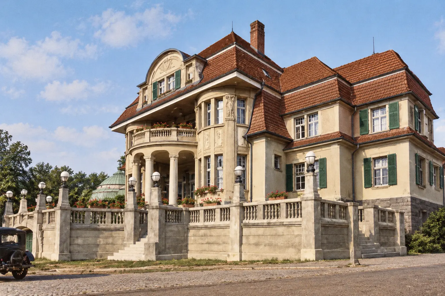 Außenansicht der Baldauf Villa in Marienberg